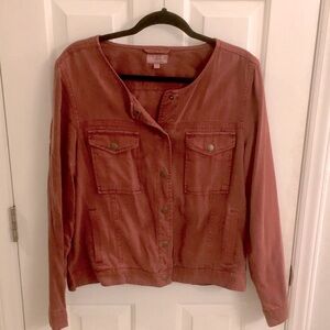 Lucky Brand lightweight tencel moto jacket in terracotta, XL